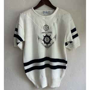 Vintage 80s‎ 90s Chancelle New York Nautical Sweater S Oversized Coastal Preppy